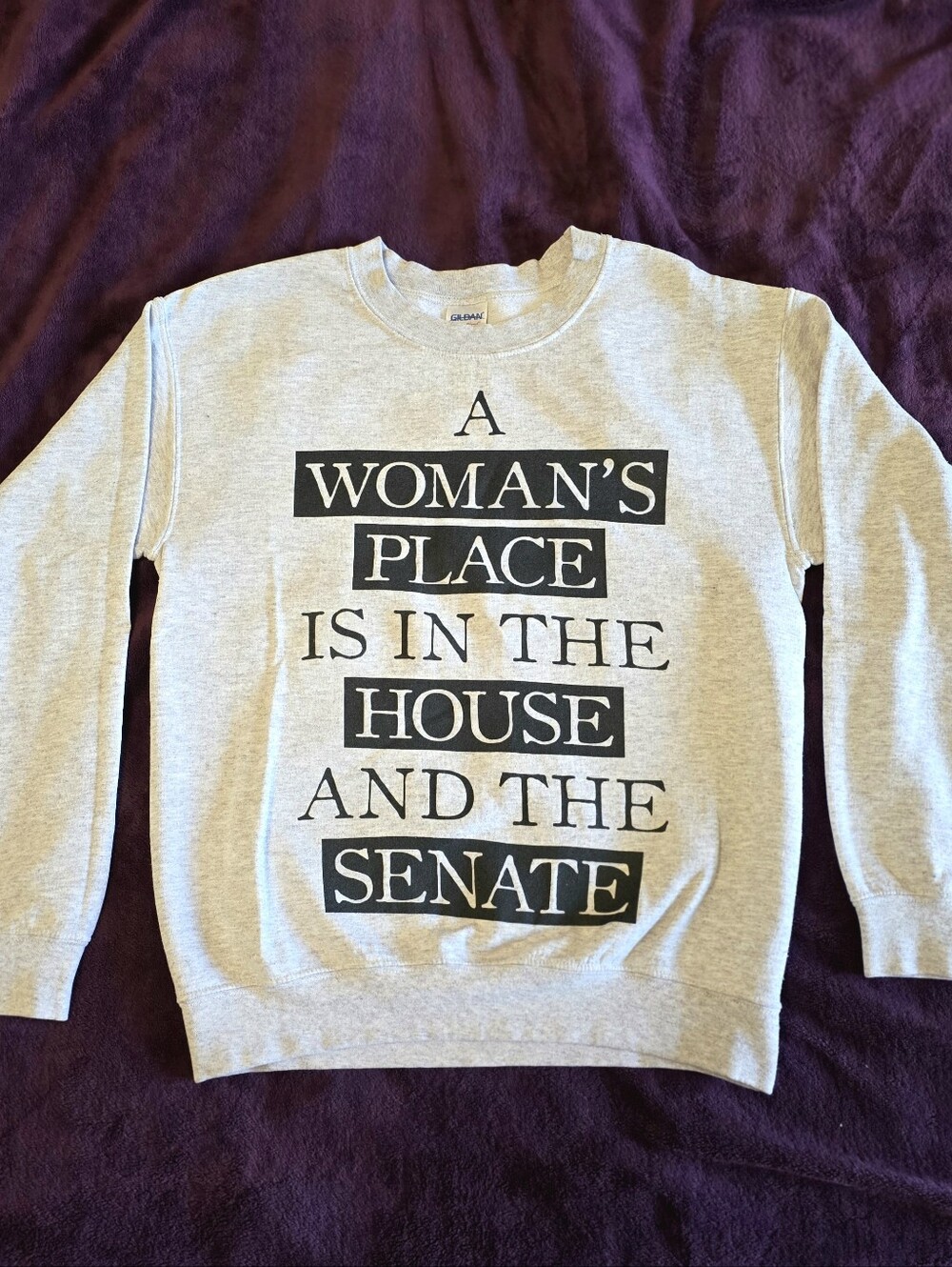 Women's Political Pull Over Sweatshirt, Heather Gray (light), size small